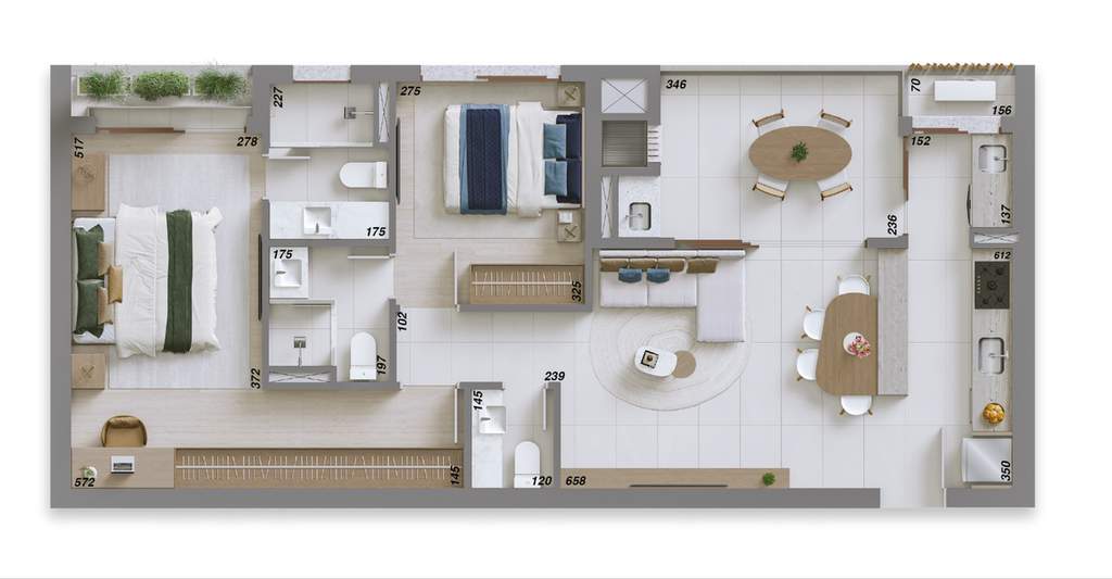 Planta 01 - 2 dorm 86,68m�