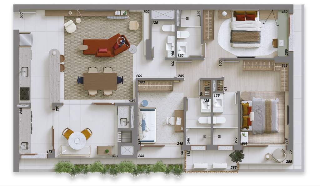 Planta 03 - 3 dorm 122,04m�