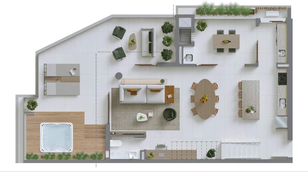 Planta 06 - 3 dorm 231,63m� - cobertura duplex - inferior