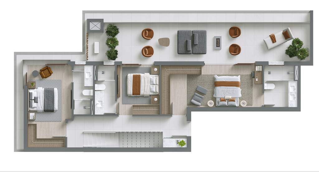 Planta 07 - 3 dorm 231,63m� - cobertura duplex - superior