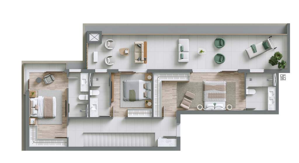 Planta 09 - 3 dorm 232,90m� - cobertura duplex - superior