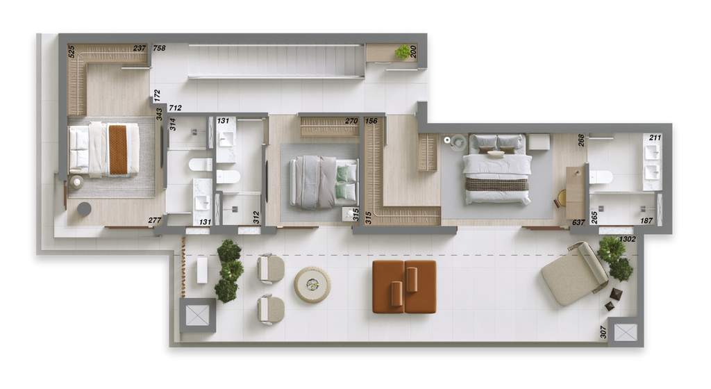 Planta 11 - 3 dorm 245,35m� - cobertura duplex - superior