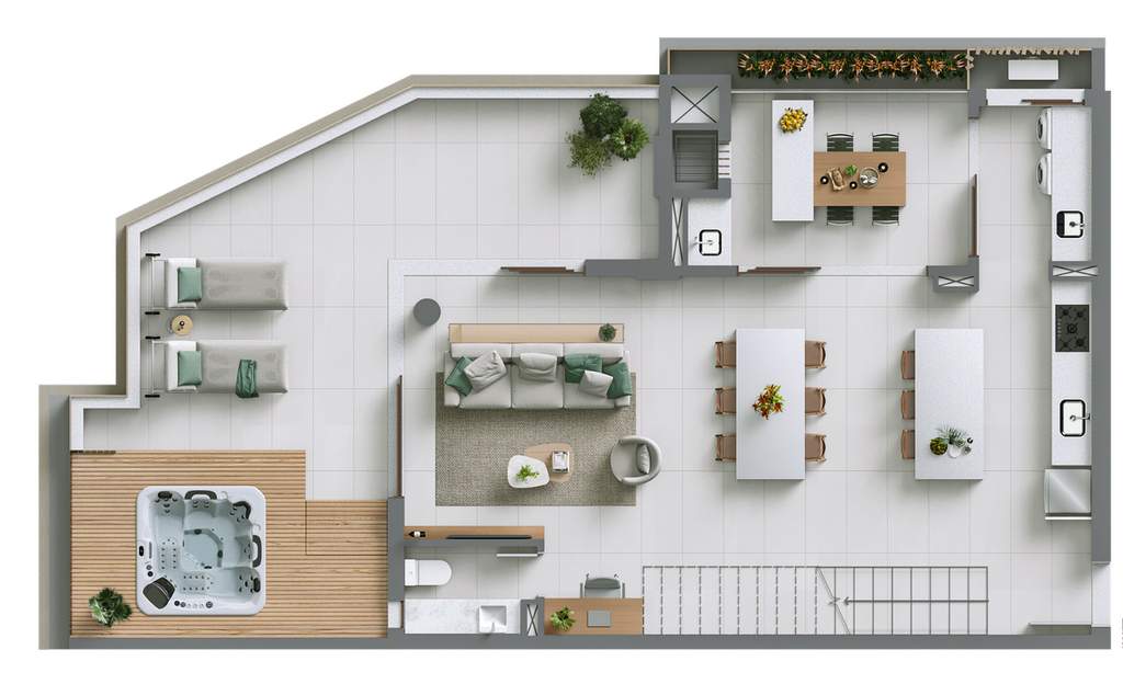 Planta 08 - 3 dorm 232,90m� - cobertura duplex - inferior