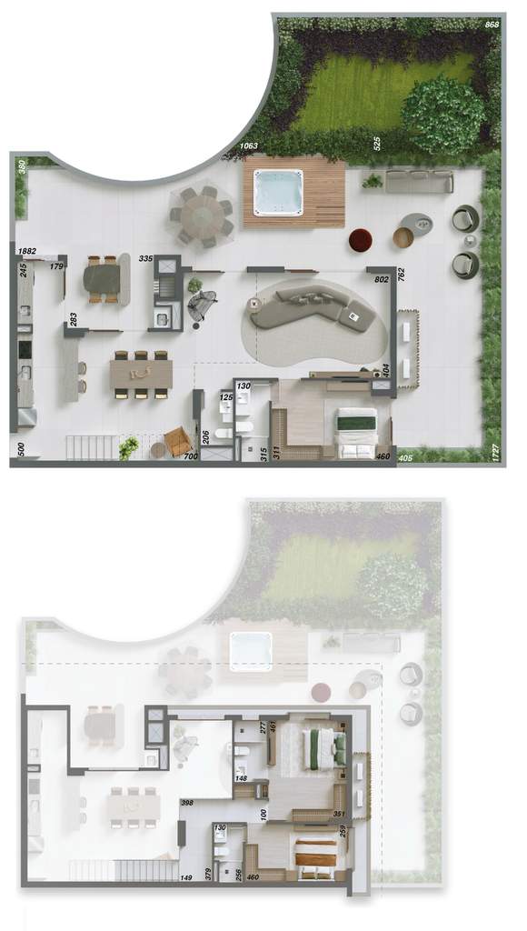 Planta 14 - 3 dorm 334,42m� - garden