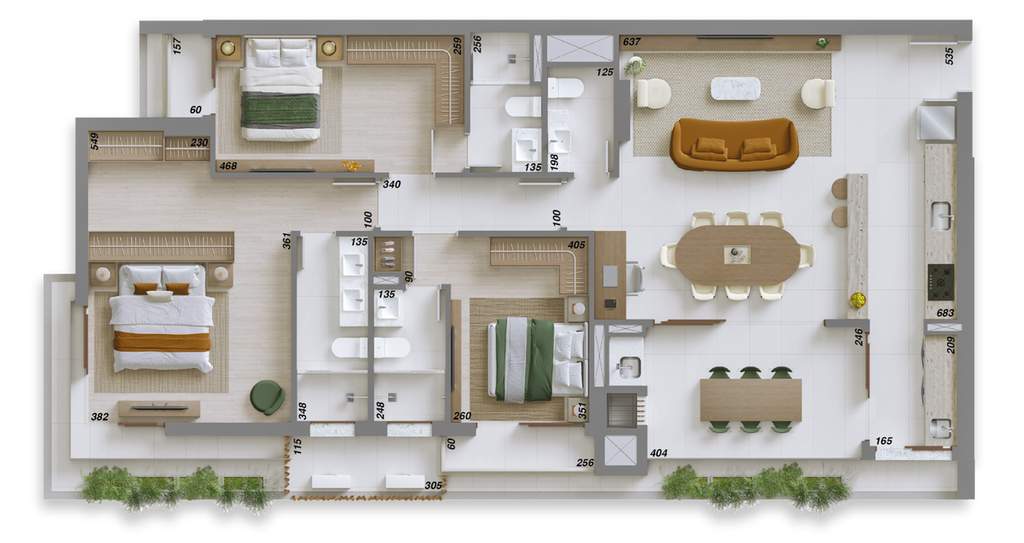 Planta 04 - 3 dorm 134,85m�