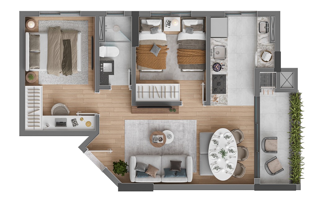 Planta 04 - 2 dorm 50m�