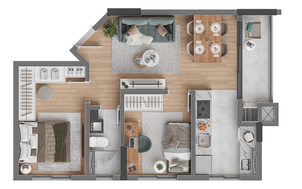 Planta 03 - 2 dorm 50m�