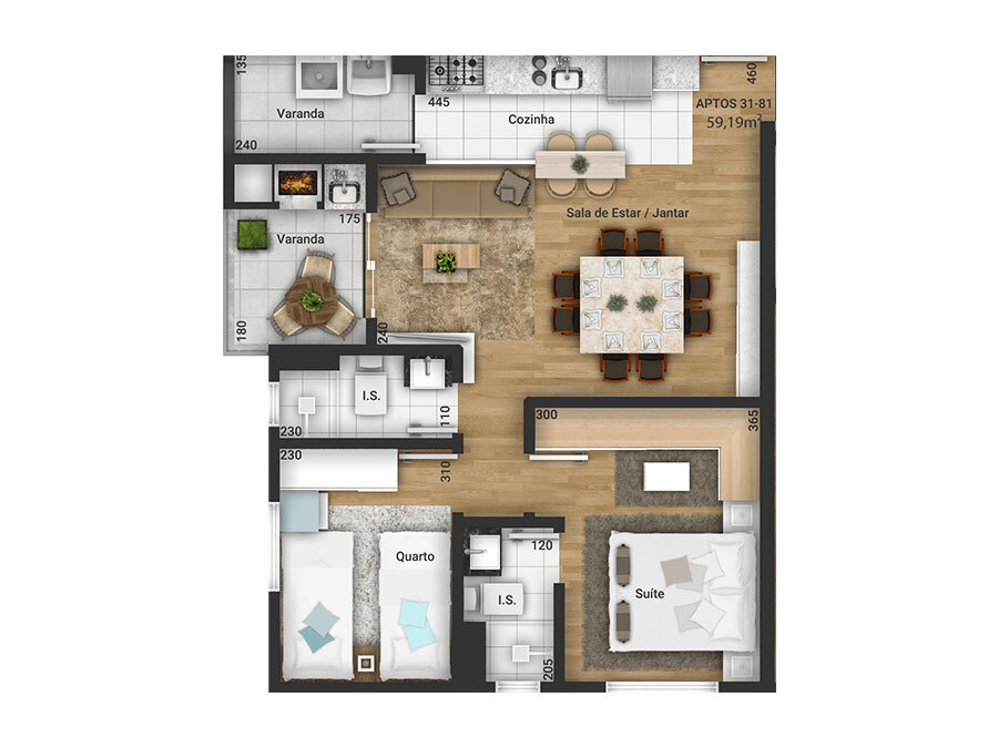 Planta 08 - 2 dorm 59 19m�