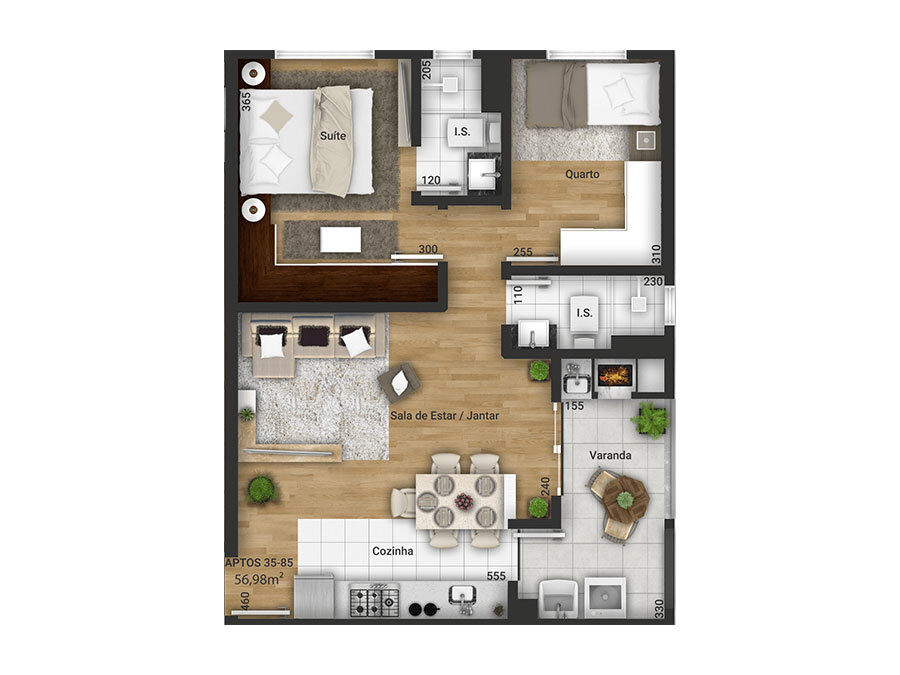 Planta 06 - 2 dorm 56 98m�