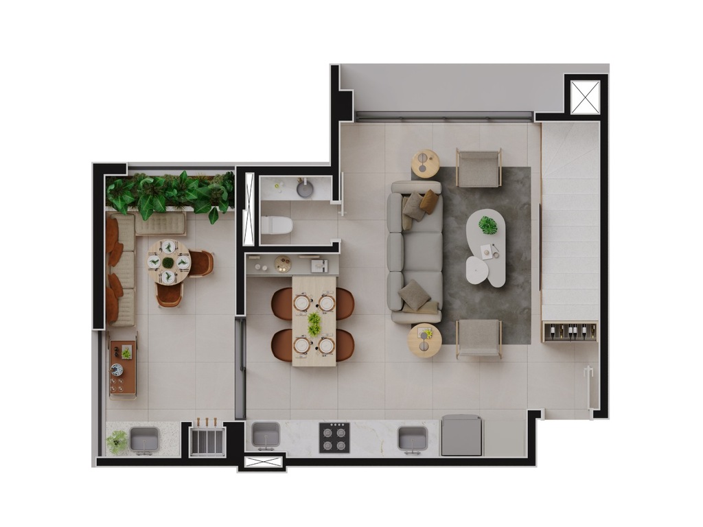 Planta 05 - 2 dorm 102m� - cobertura duplex - inferior