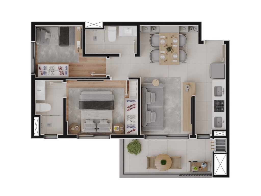 Planta 04 - 2 dorm 55m�