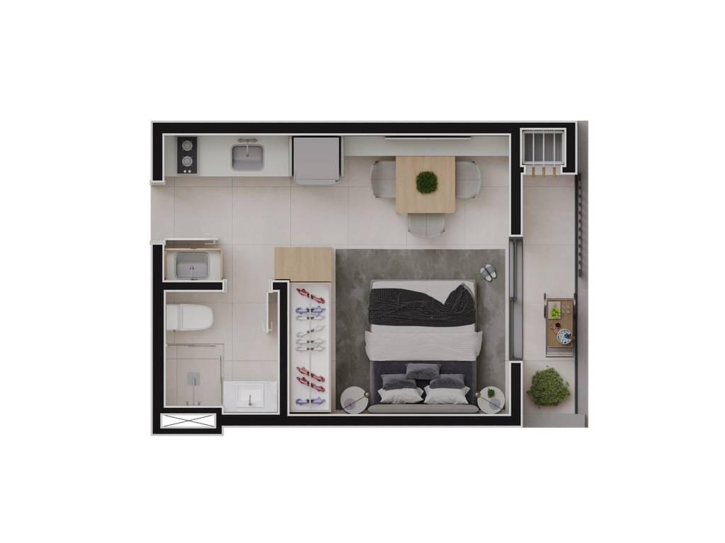 Planta 01 - 1 dorm 27m� - studio