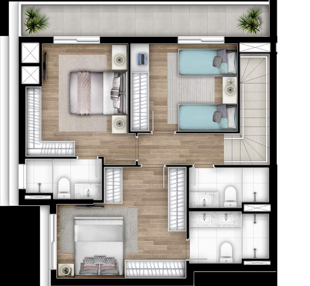 Planta 18 - 3 dorm 147,23m� - penthouse - superior