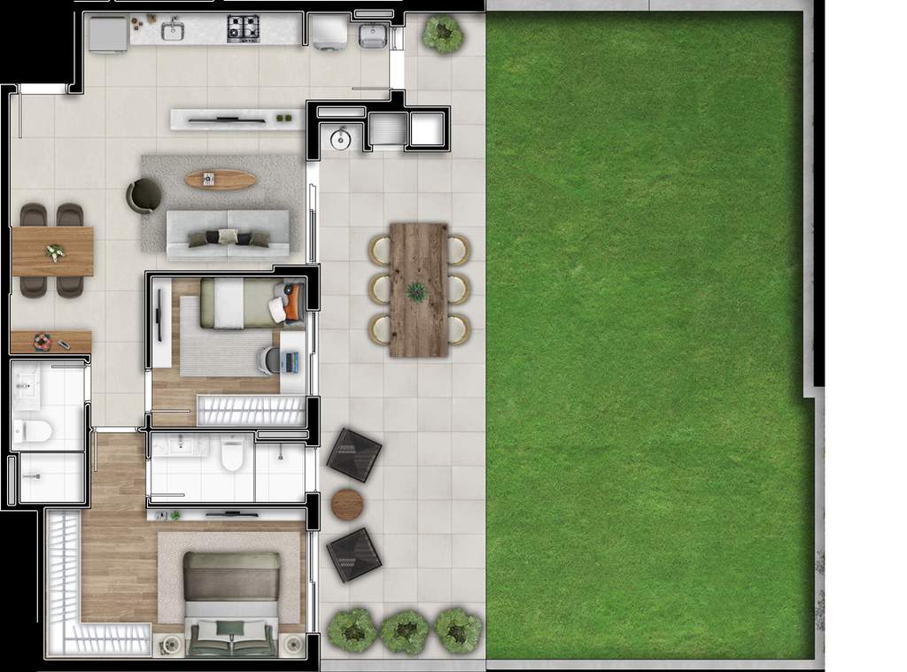 Planta 29 - 2 dorm 166,14m� - garden