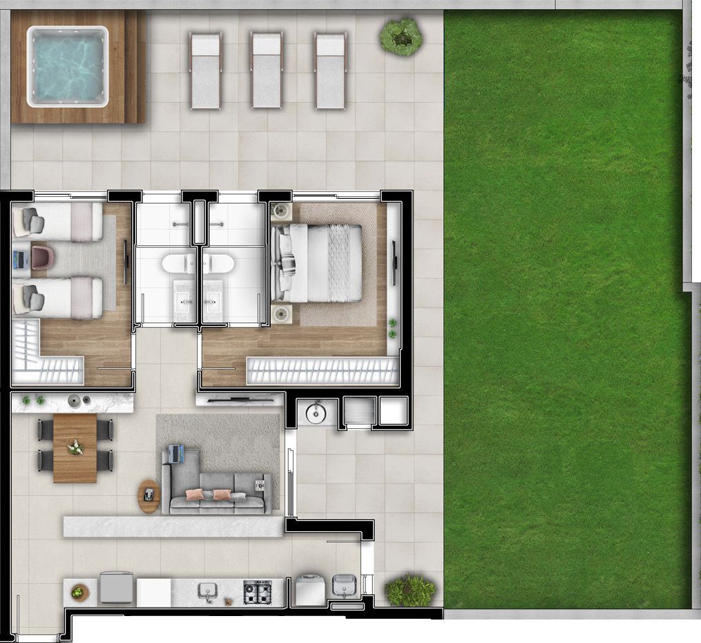 Planta 31 - 2 dorm 179,59m� - garden