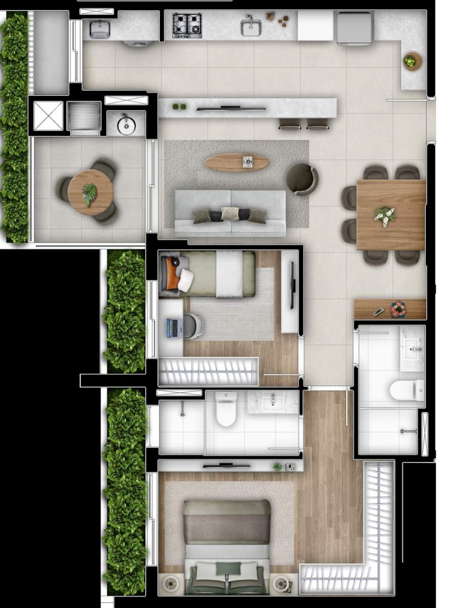 Planta 03 - 2 dorm 74,82m�