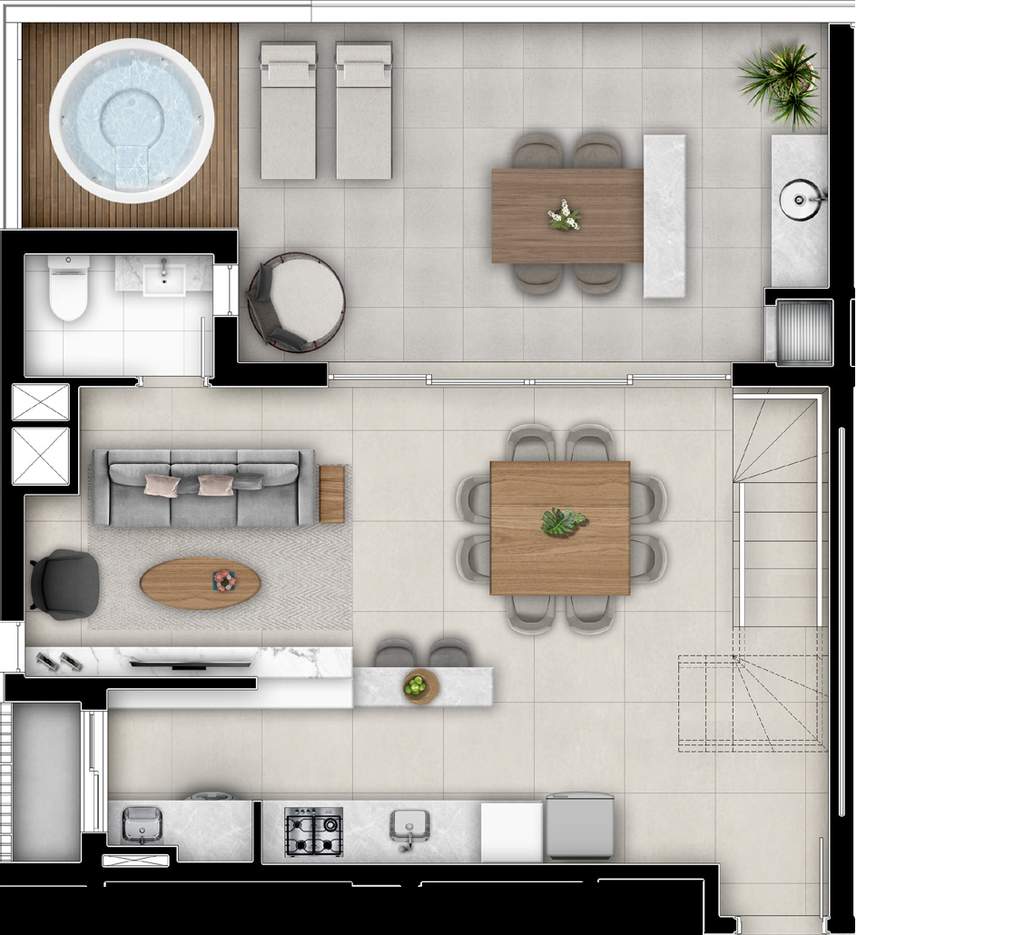 Planta 27 - 3 dorm 155,43m� - penthouse - inferior