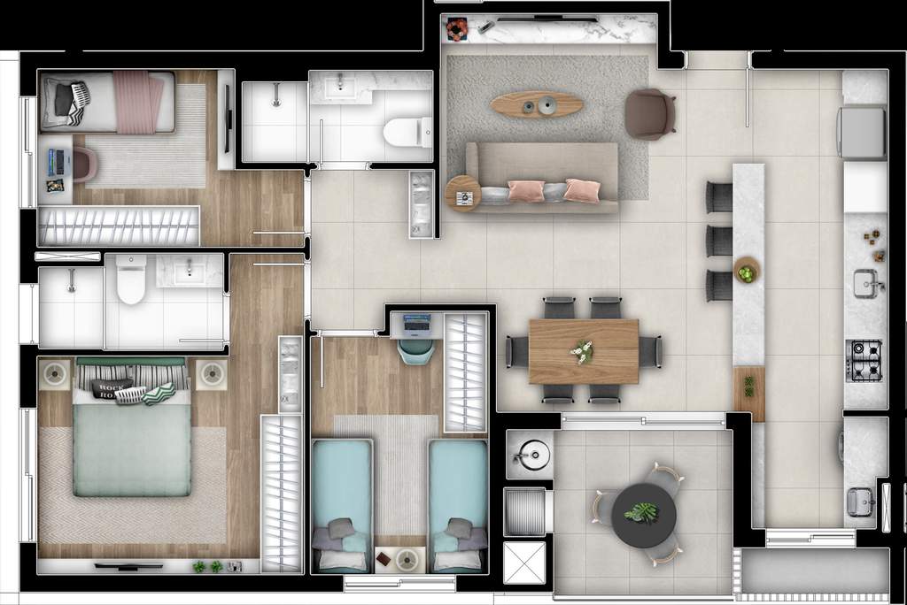 Planta 09 - 3 dorm 88,91m�