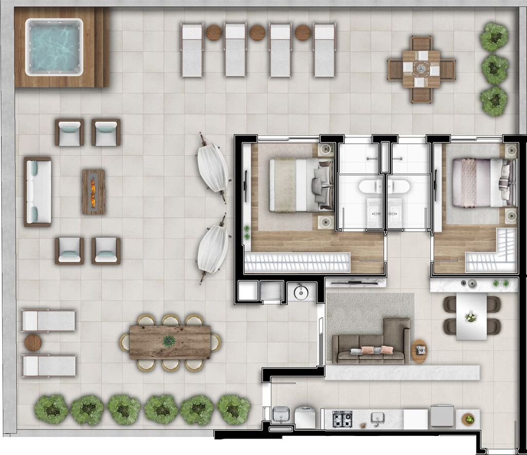 Planta 32 - 2 dorm 191,13m� - garden