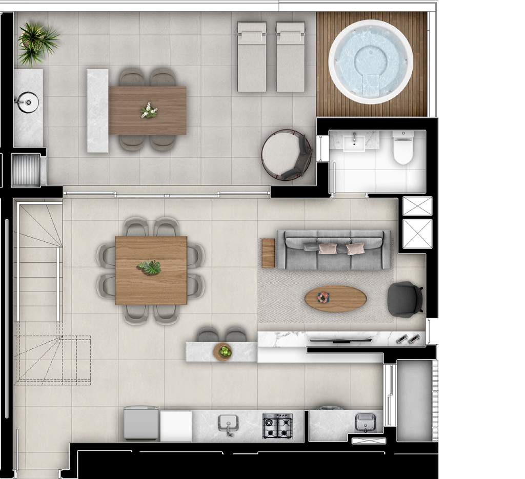 Planta 25 - 2 dorm 155,43m� - penthouse - inferior