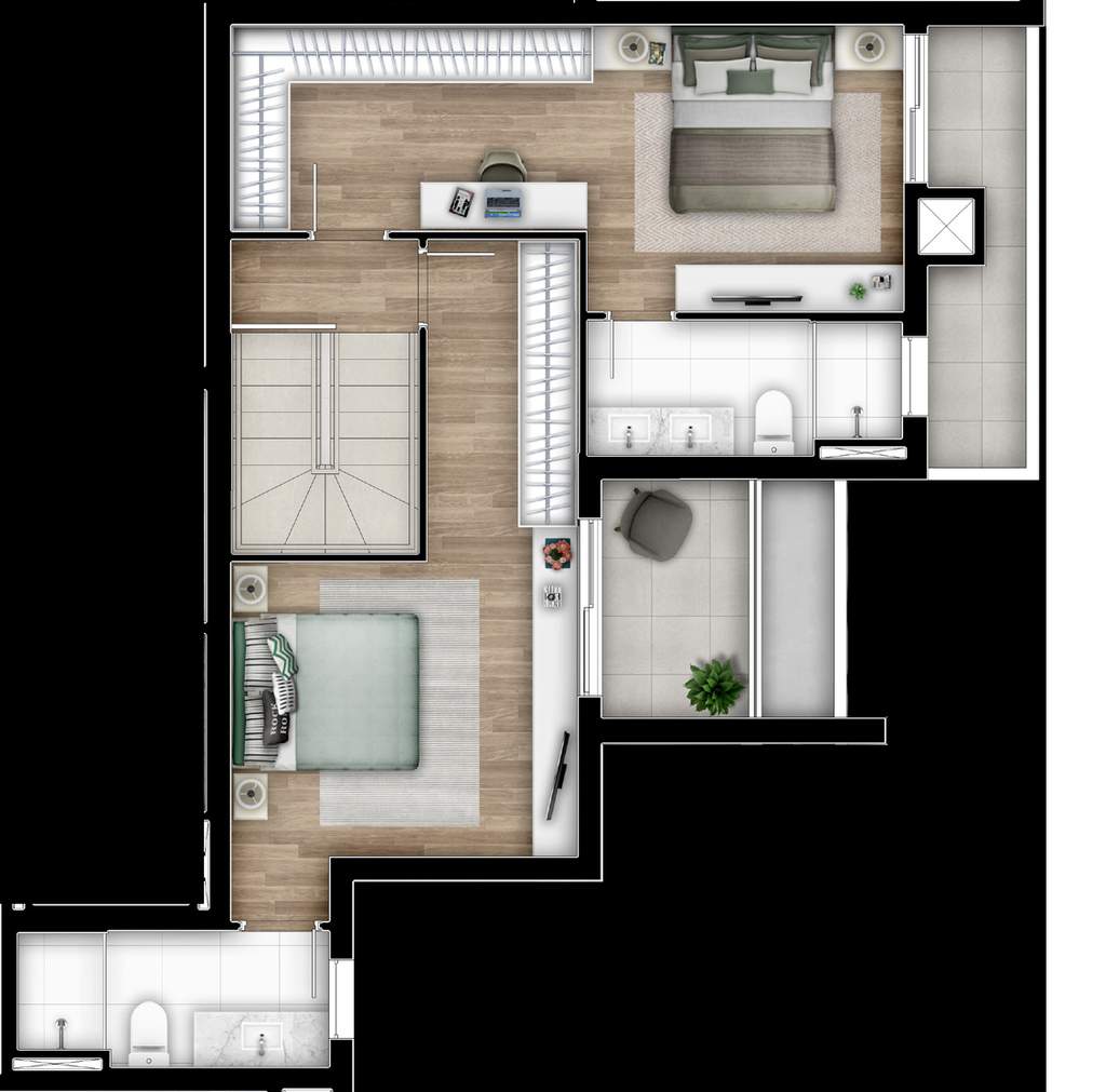 Planta 14 - 2 dorm 135,90m� - penthouse - superior