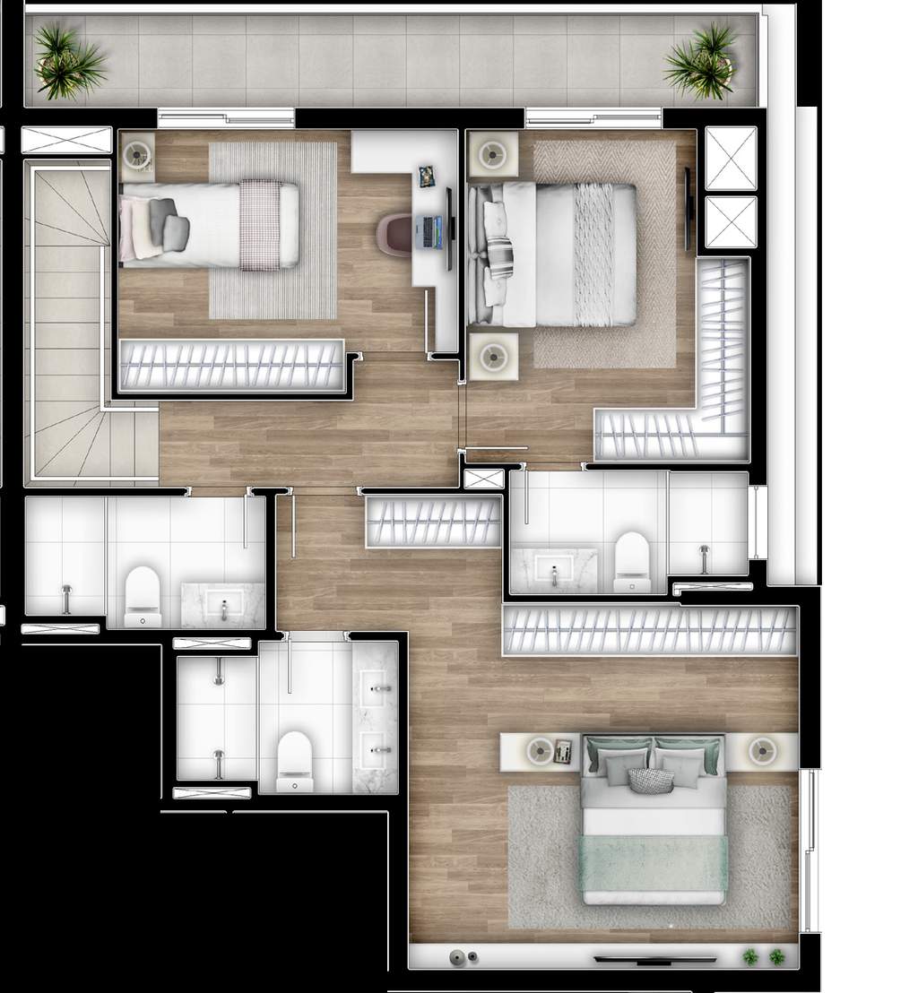 Planta 26 - 2 dorm 155,43m� - penthouse - superior