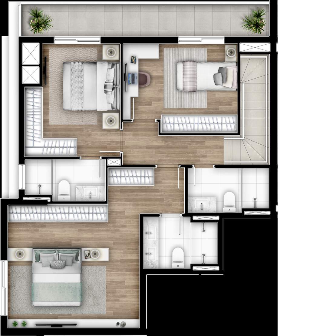 Planta 28 - 3 dorm 155,43m� - penthouse - superior