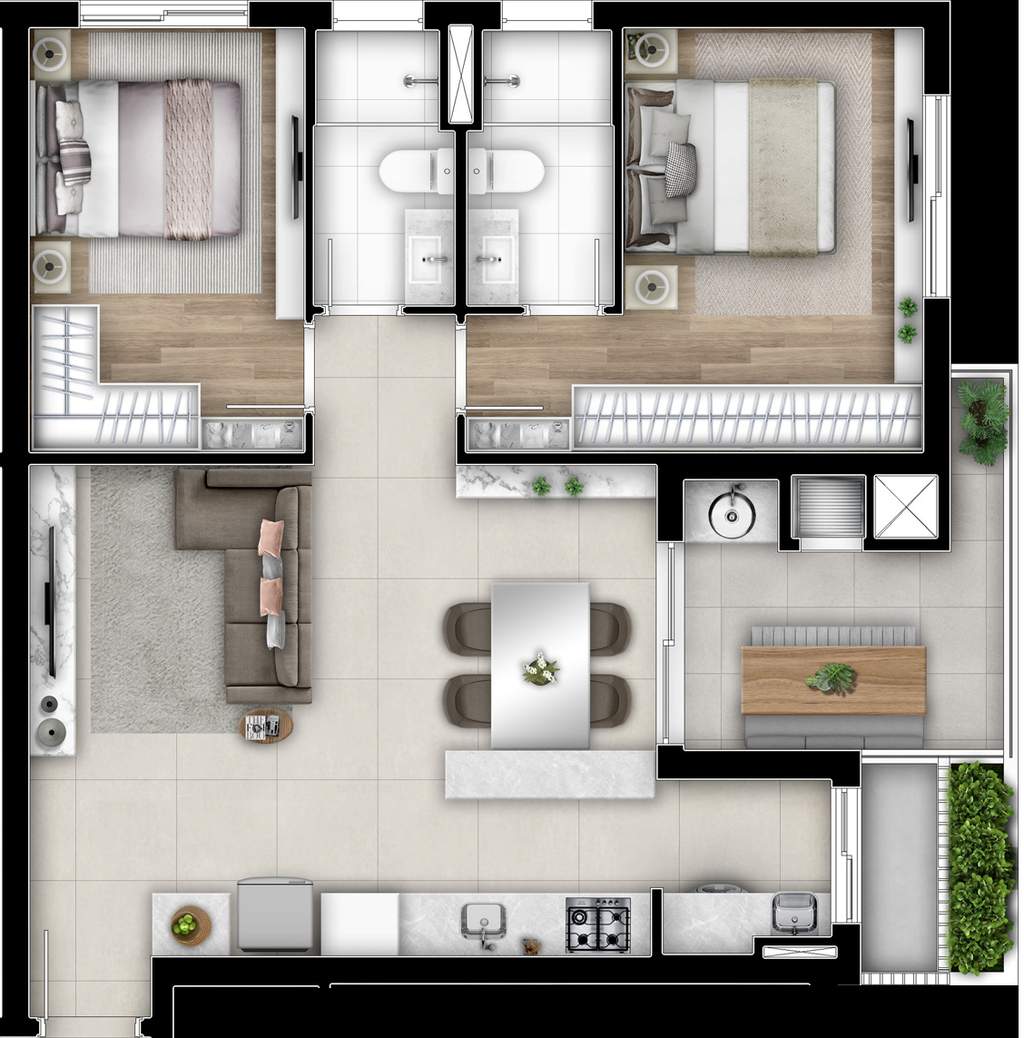 Planta 05 - 2 dorm 74,96m�