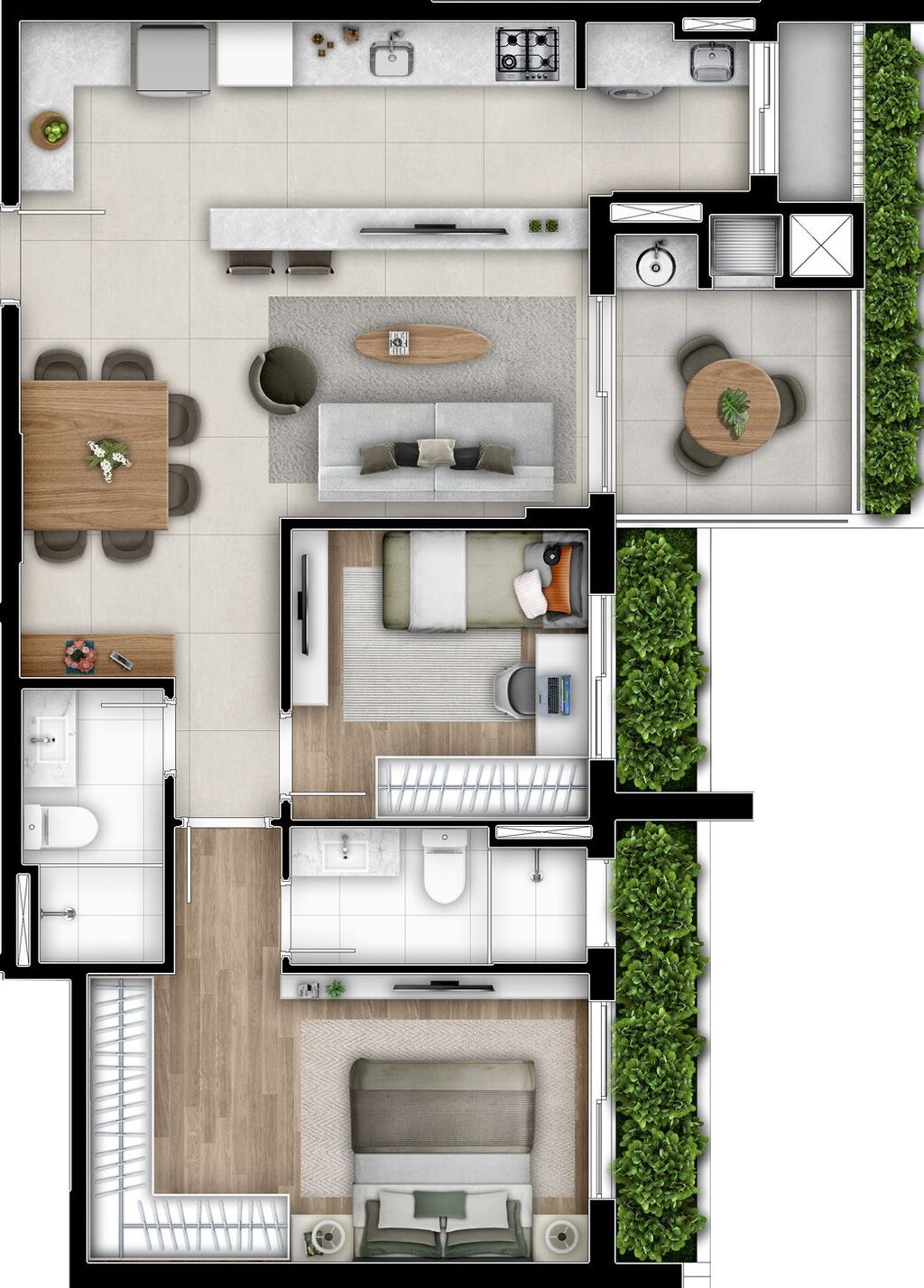 Planta 02 - 2 dorm 74,82m�