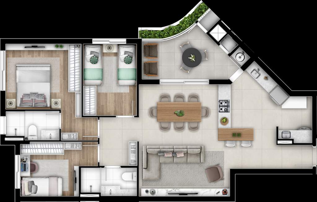 Planta 12 - 3 dorm 92,55m�