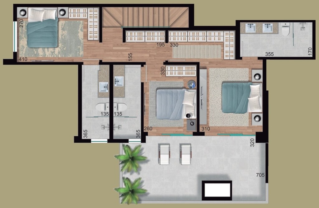 Planta 04 - 3 dorm 155m� - duplex