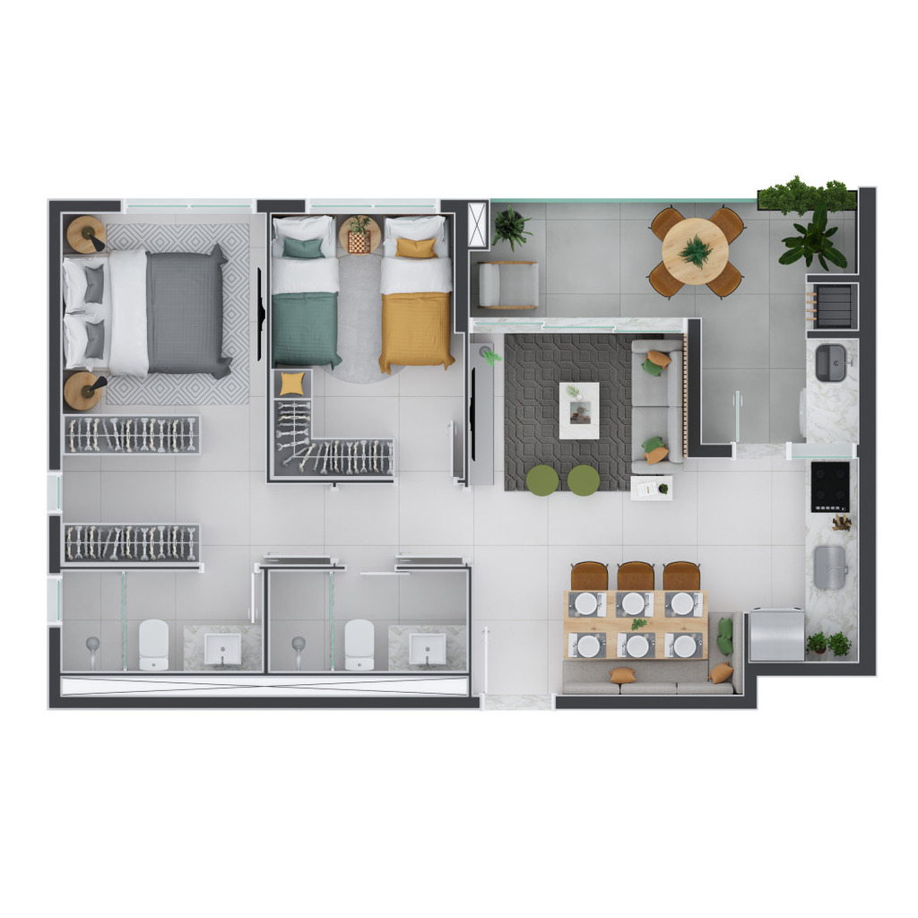 Planta 04 - 2 dorm 60m�