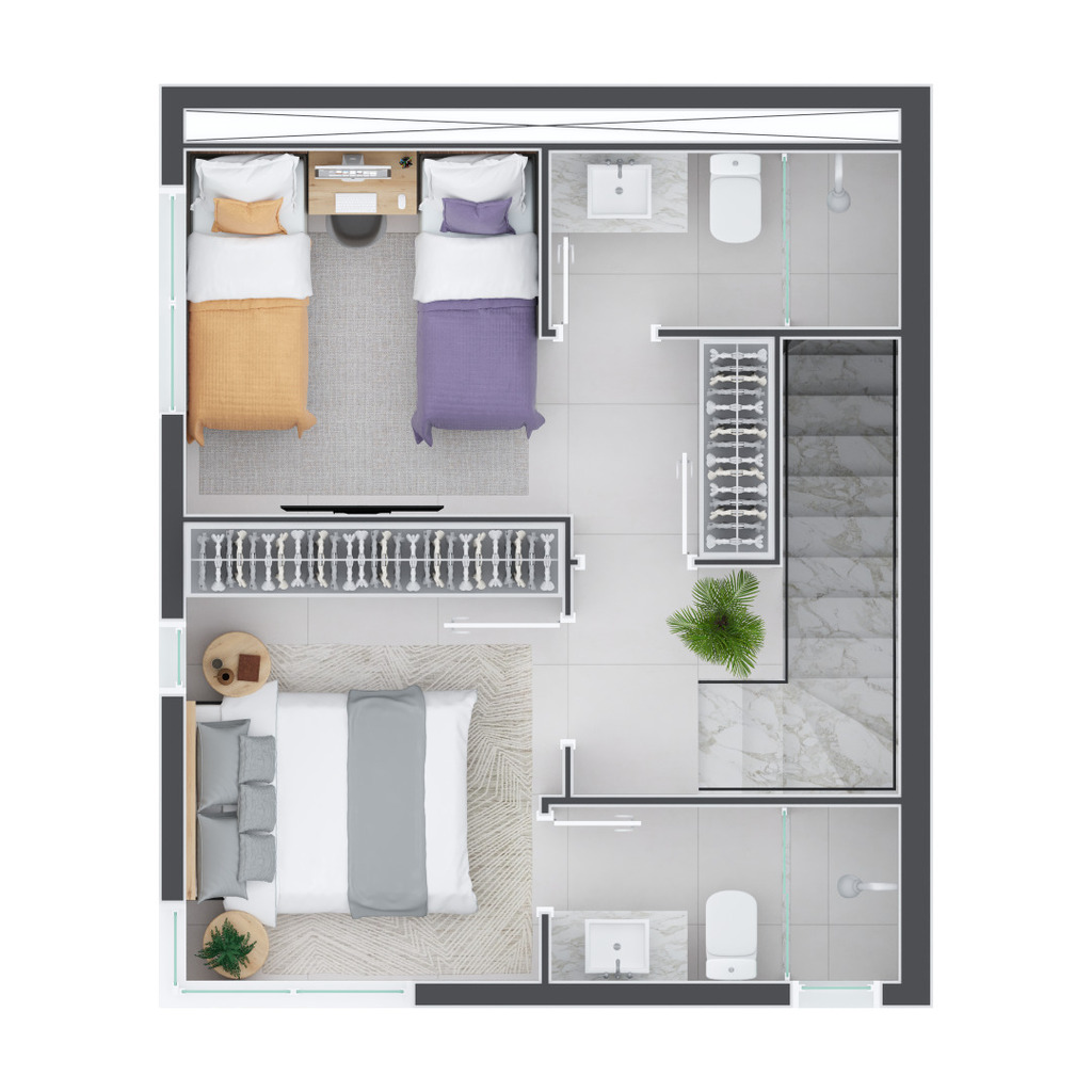 Planta 06 - 2 dorm 68 58m� - duplex - superior