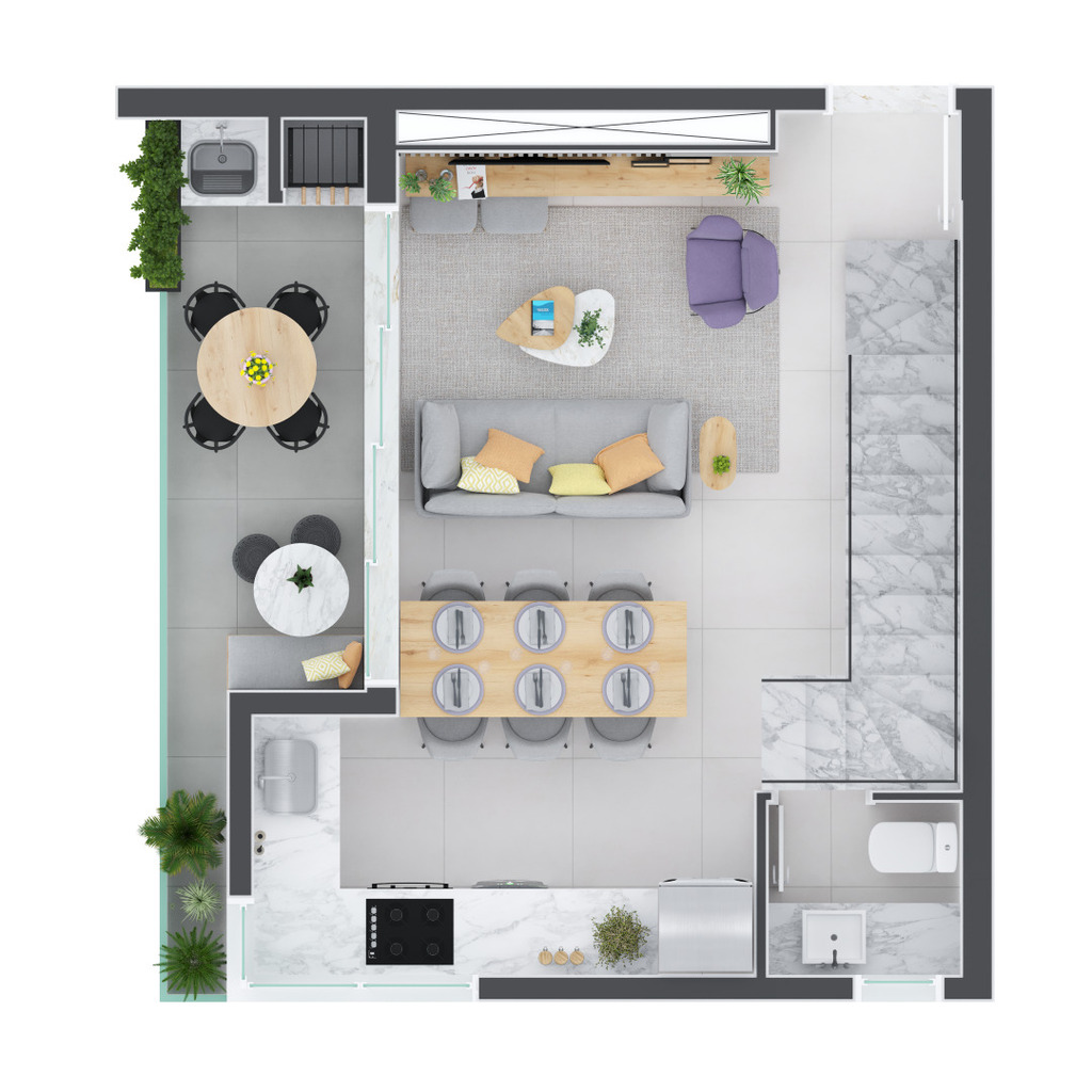 Planta 05 - 2 dorm 68 58m� - duplex - inferior