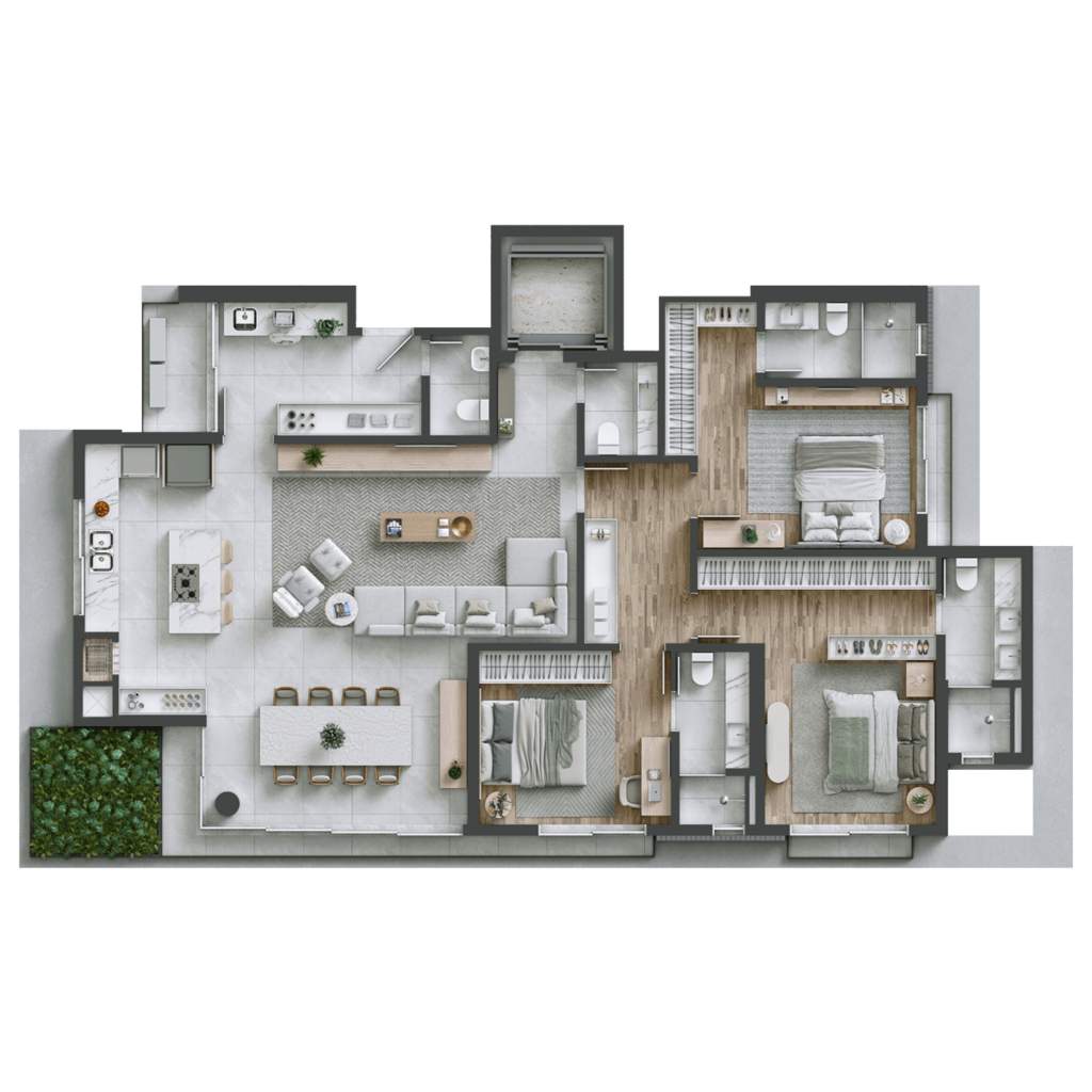 Planta 01 - 3 dorm 165m�