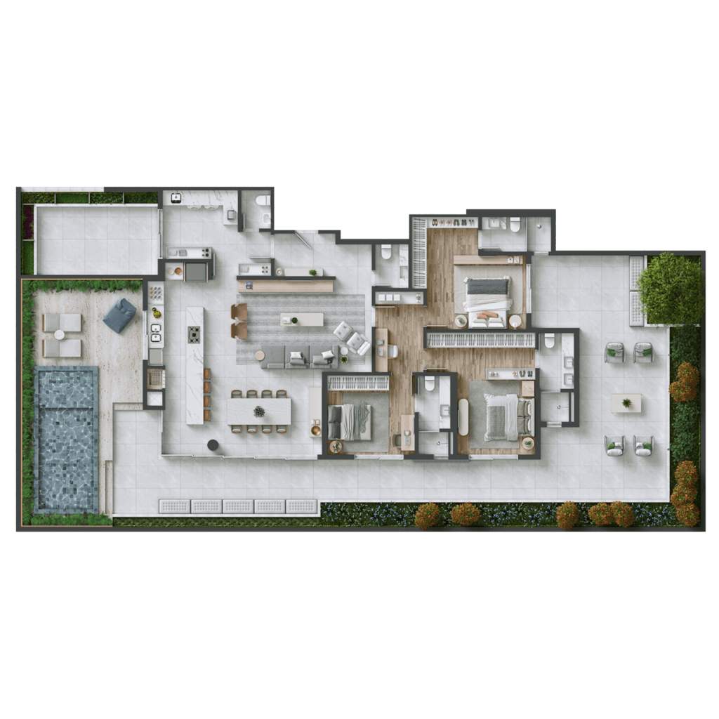 Planta 10 - 3 dorm 354m� - garden