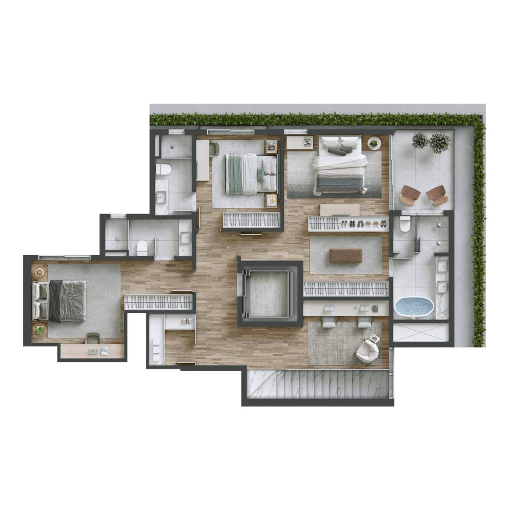 Planta 07 - 3 dorm 297m� - cobertura duplex - superior