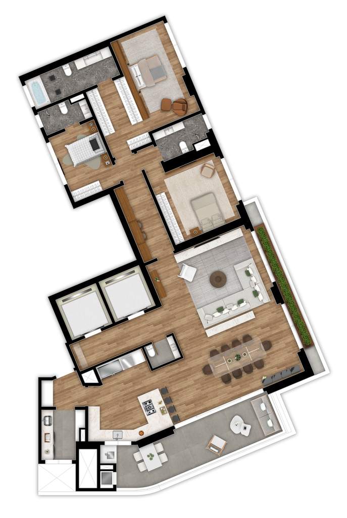 Planta 230 m² - 6º ao 24º