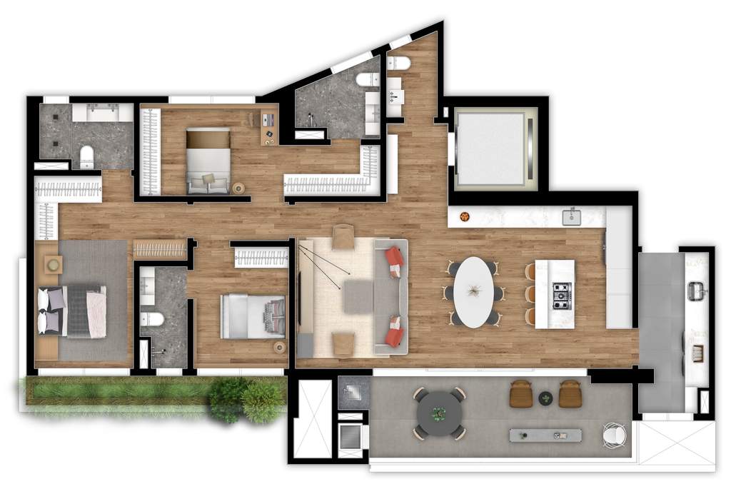 Planta 160 m² - 6º ao 24º