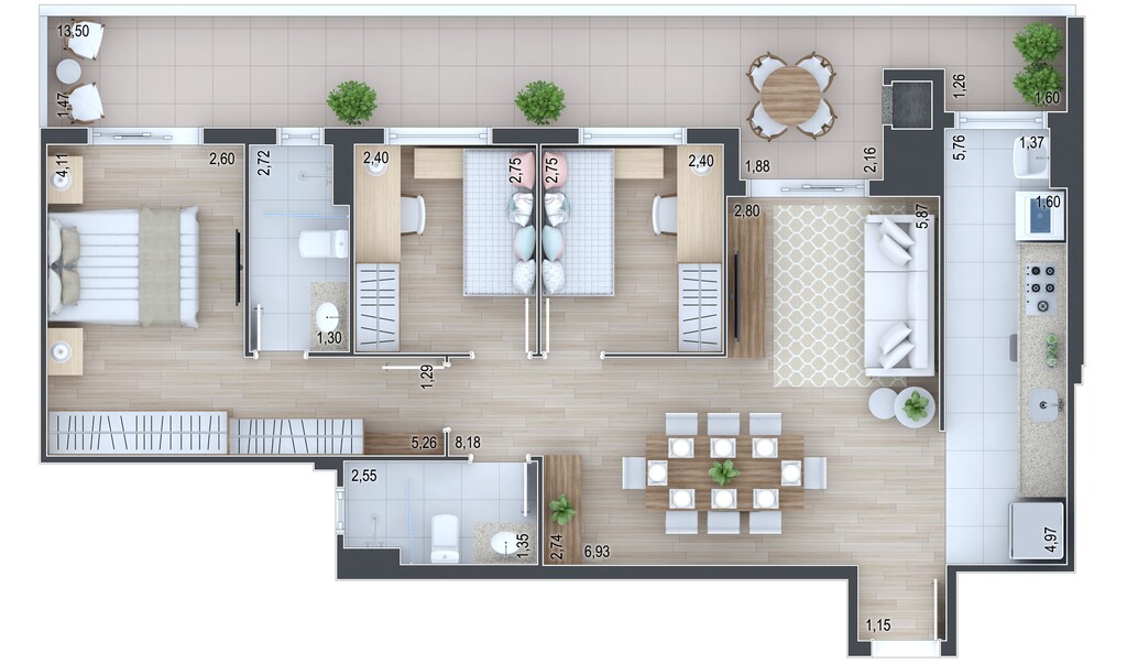 Planta 25 - 3 dorm 99,55m�