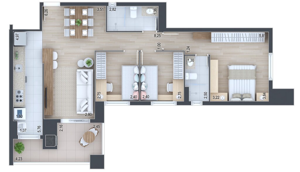 Planta 15 - 3 dorm 87,04m�