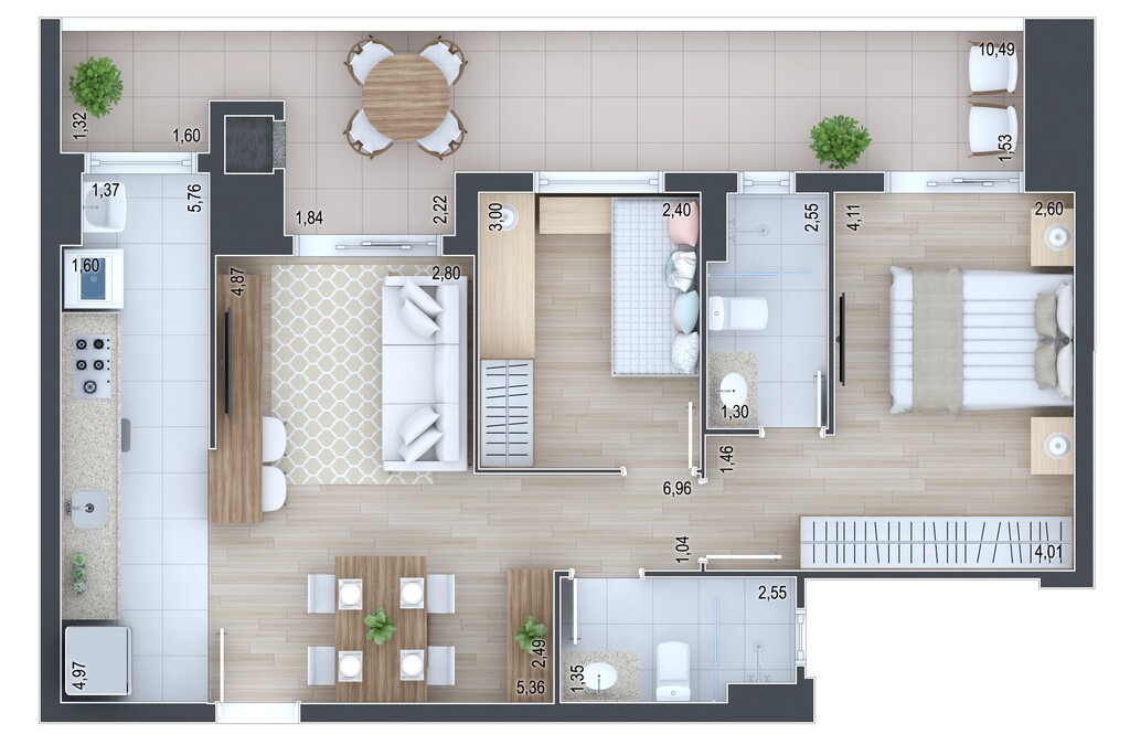 Planta 06 - 2 dorm 80,83m�
