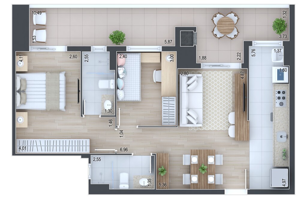 Planta 05 - 2 dorm 80,78m�