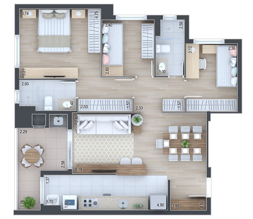Planta 17 - 3 dorm 88,04m�