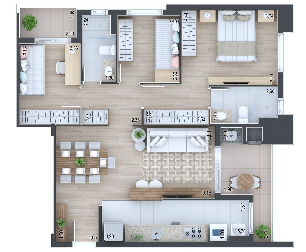Planta 18 - 3 dorm 89,08m�