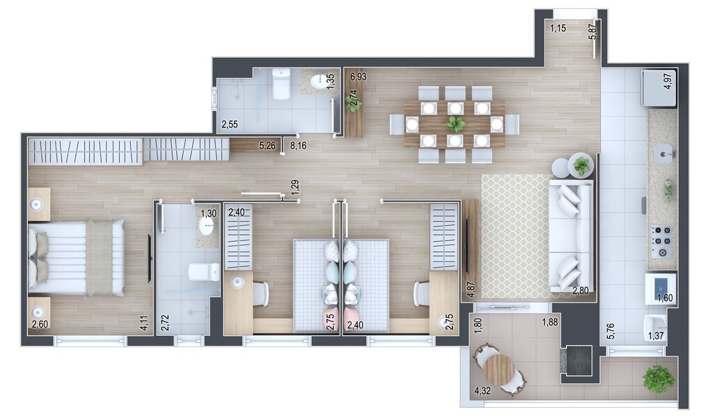 Planta 08 - 3 dorm 83,45m�