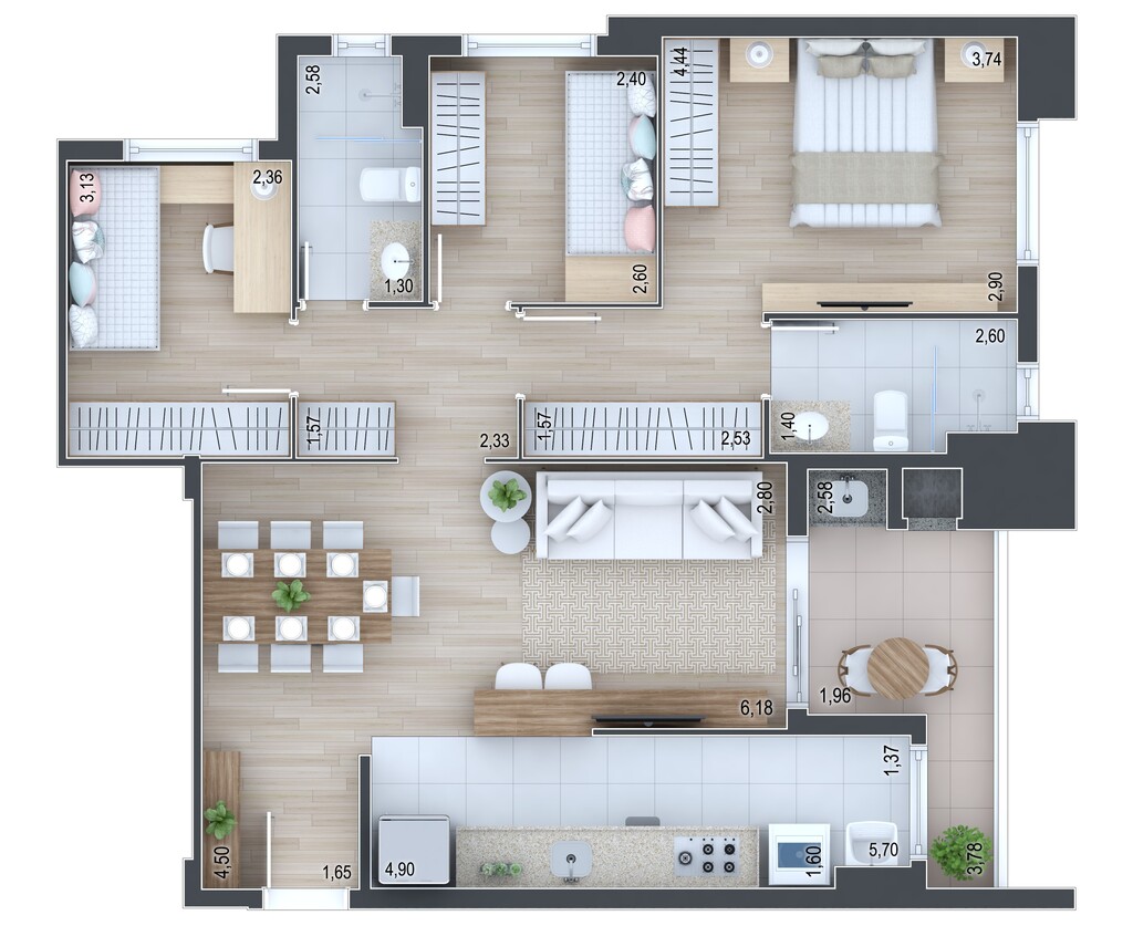 Planta 11 - 3 dorm 86,15m�