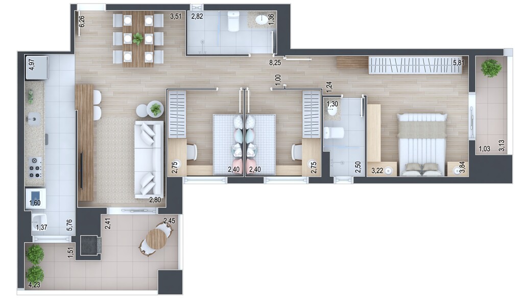 Planta 21 - 3 dorm 92,35m�