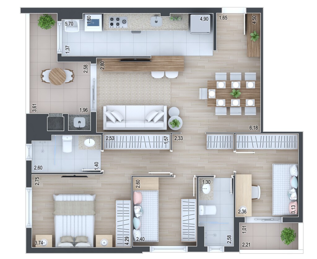 Planta 16 - 3 dorm 87,94m�