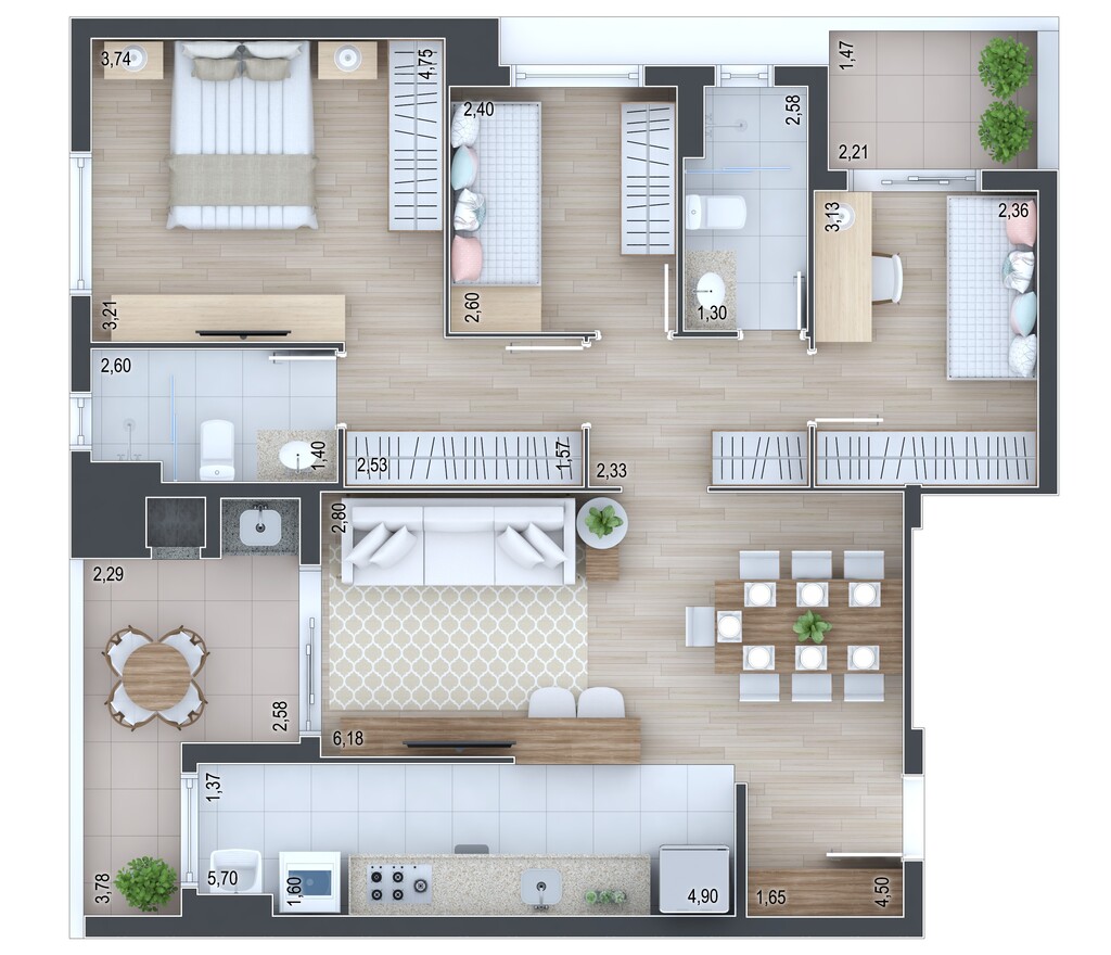 Planta 20 - 3 dorm 91,81m�